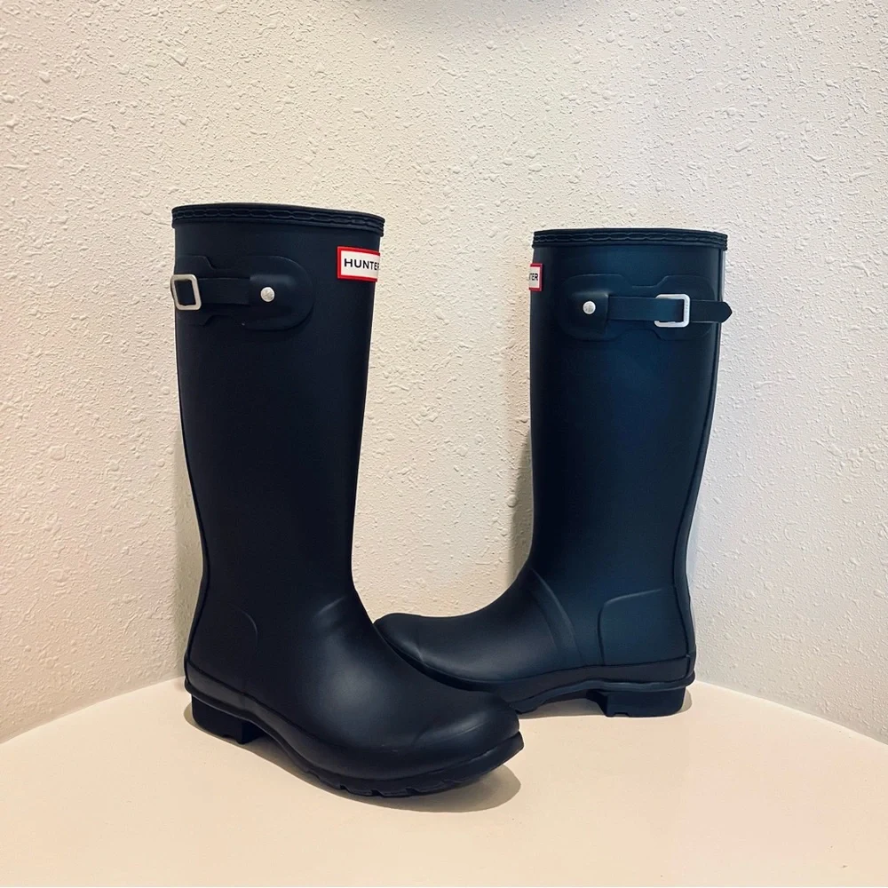 Hunter Original Women’s Slim Fit Tall Black Matte Rain Boots Sz 6 NEW